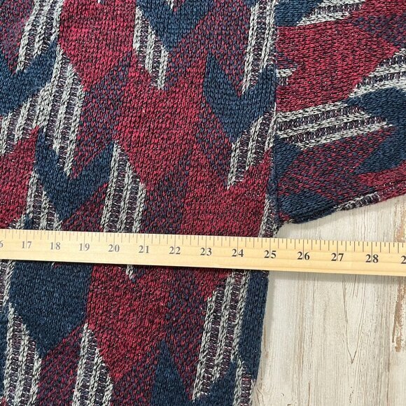 Vintage 90s Jantzen Cottage Aztec Geometric Knit V Neck Sweater Pullover Mens XL - Picture 3 of 6